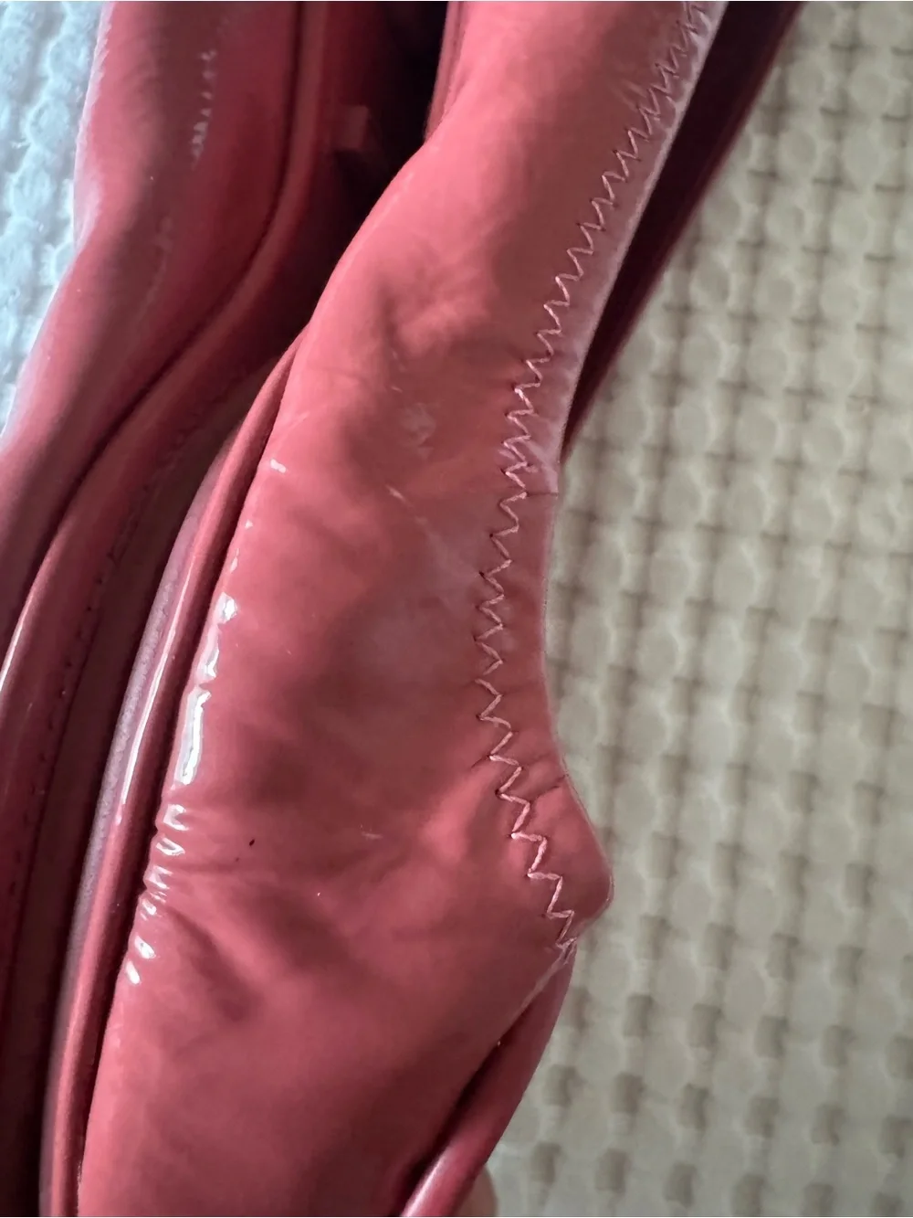 Tory Burch Red Patent Leather Logo Ballet Flats